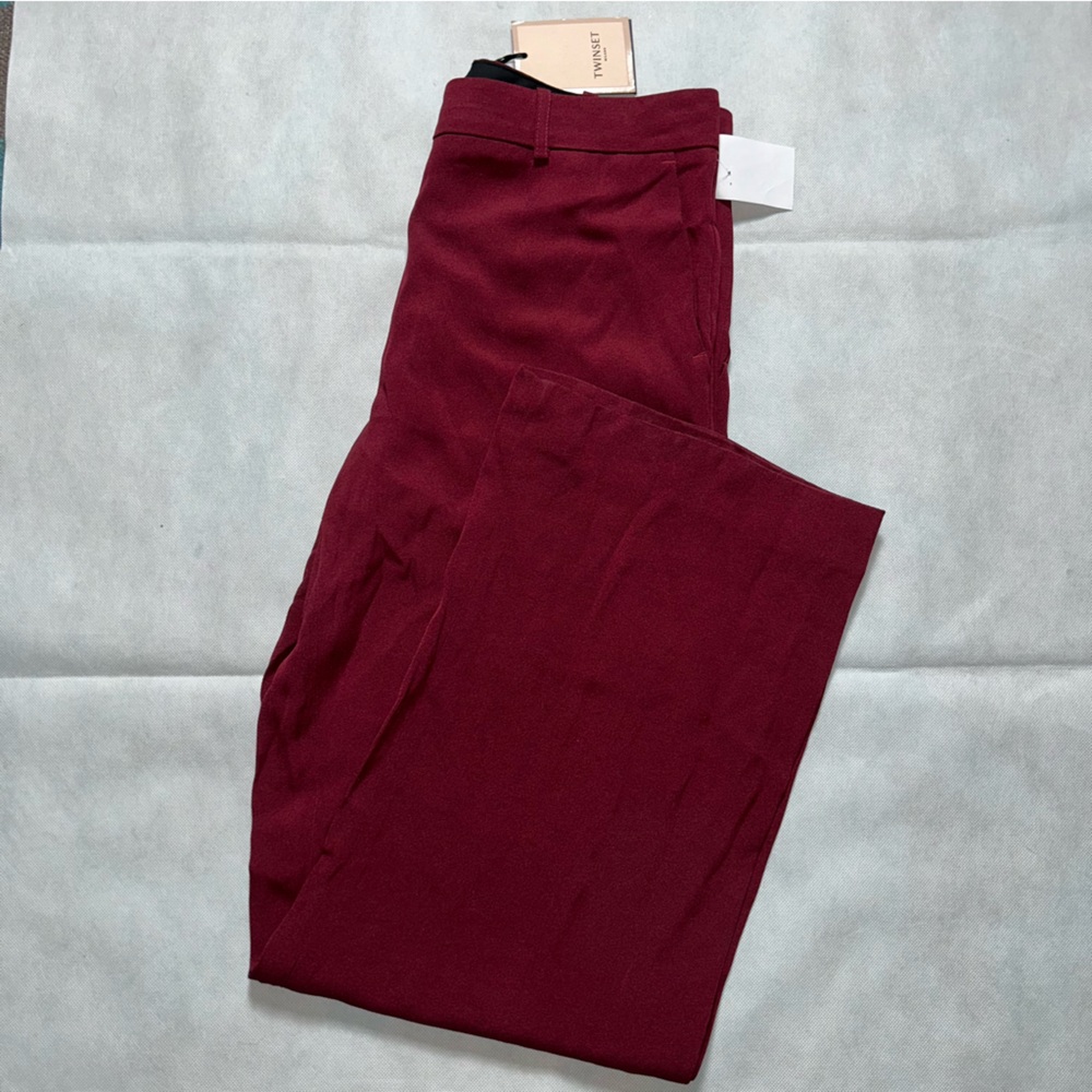 Twinset maroon wider leg dress slacks NWT size